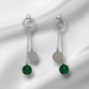 Silver Gemstone Bead Earrings | Wear Your County Colours - Fermanagh
